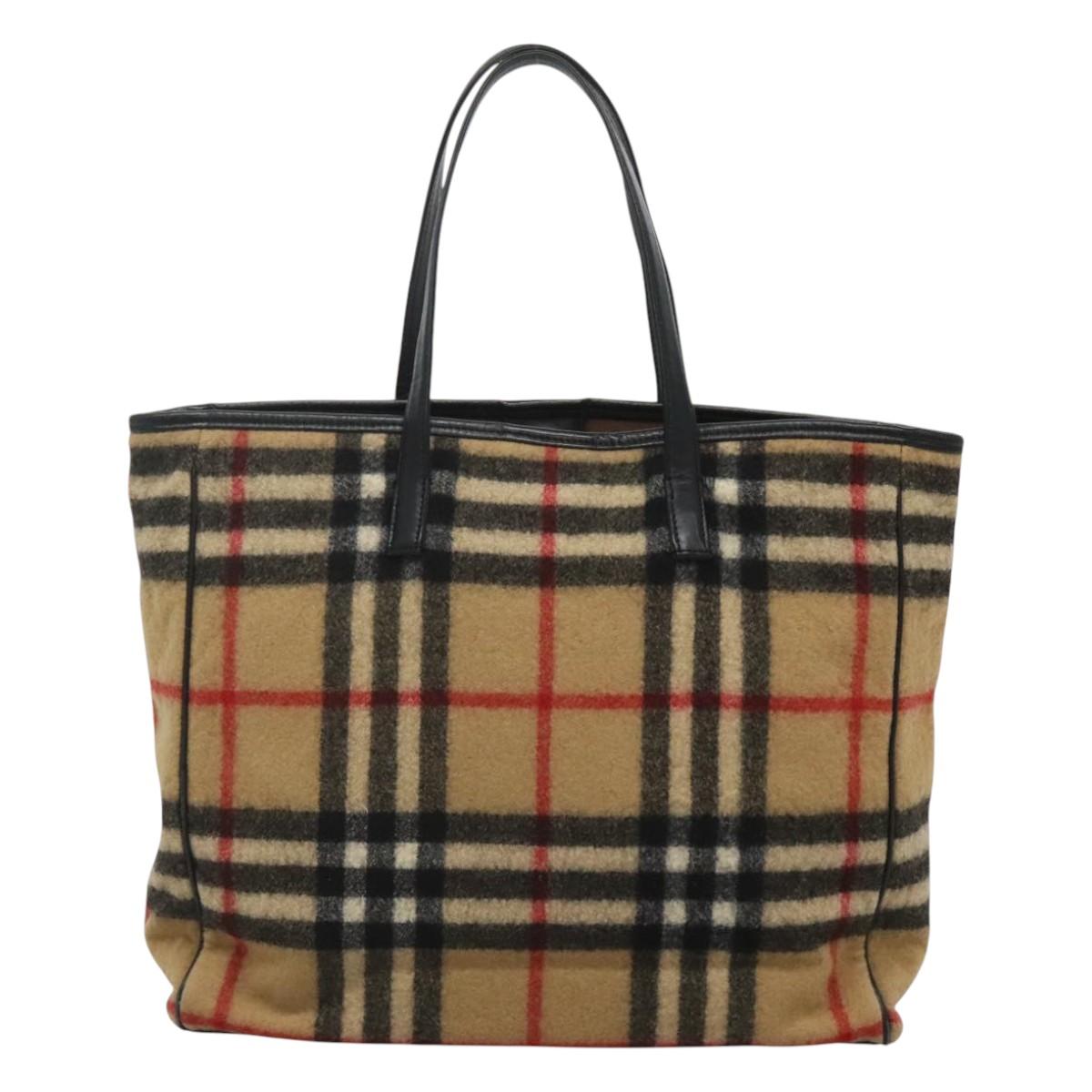 Burberry Nova Check Wool Tote Bag Beige Tote Bag 2