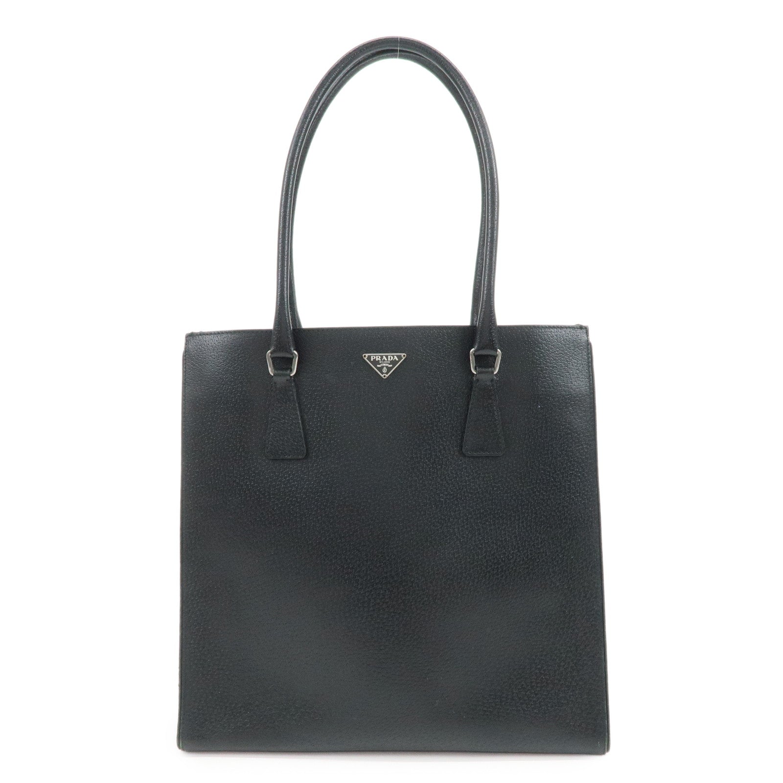 Tote Bag Triangle Shoulder Bag Leather Black Logo