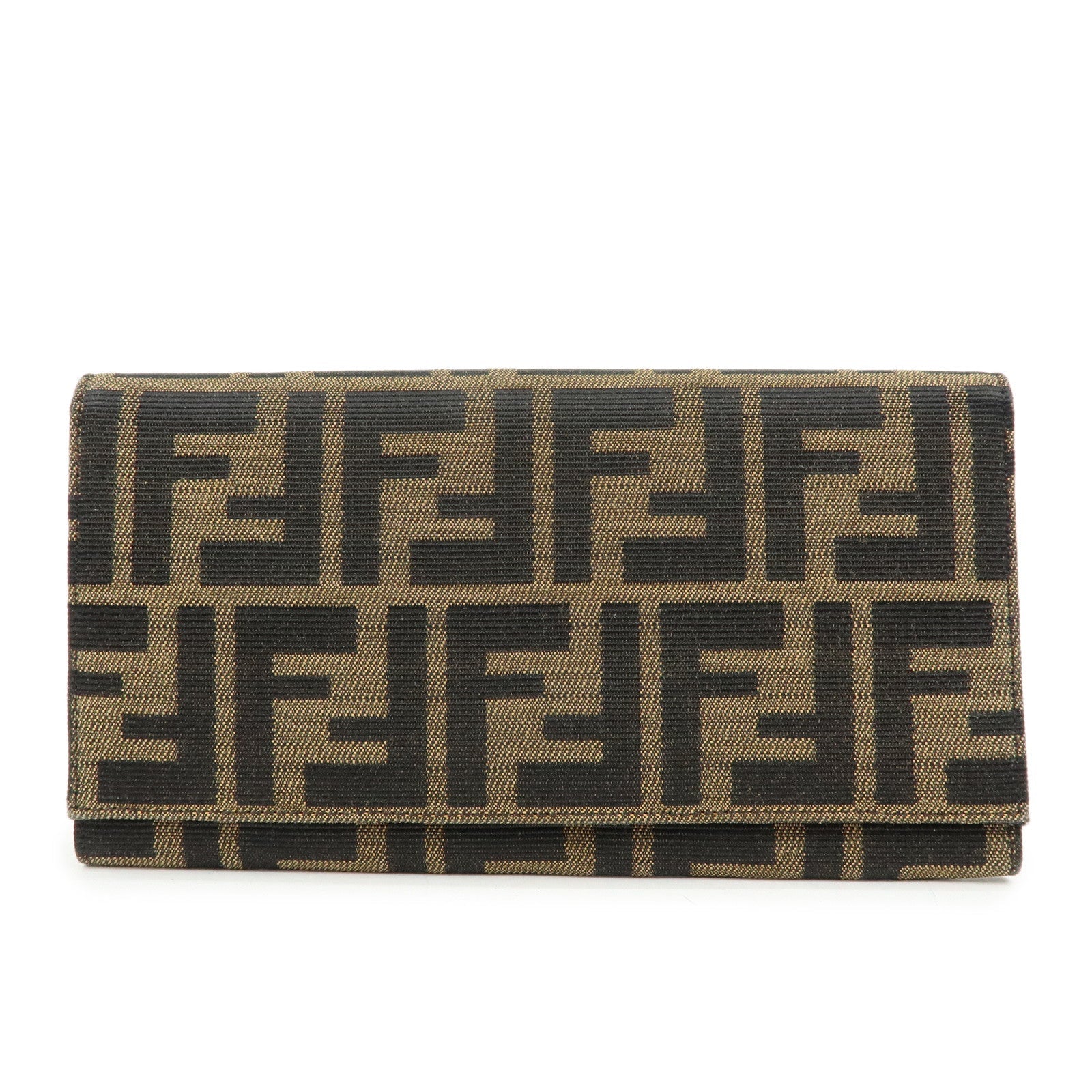 Zucca Bi-fold Long Wallet Canvas Black Brown Handbag