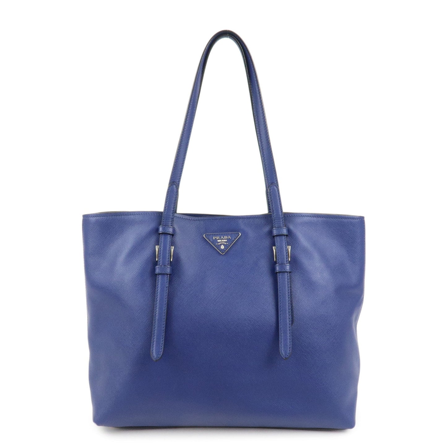Tote Bag Triangle Tote Shoulder Bag Leather Saffiano Blue