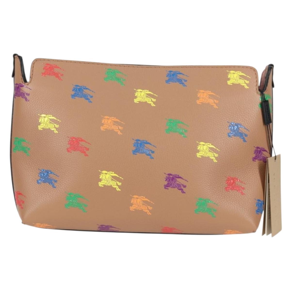 Burberry Clutch Bag Leather Brown Gold