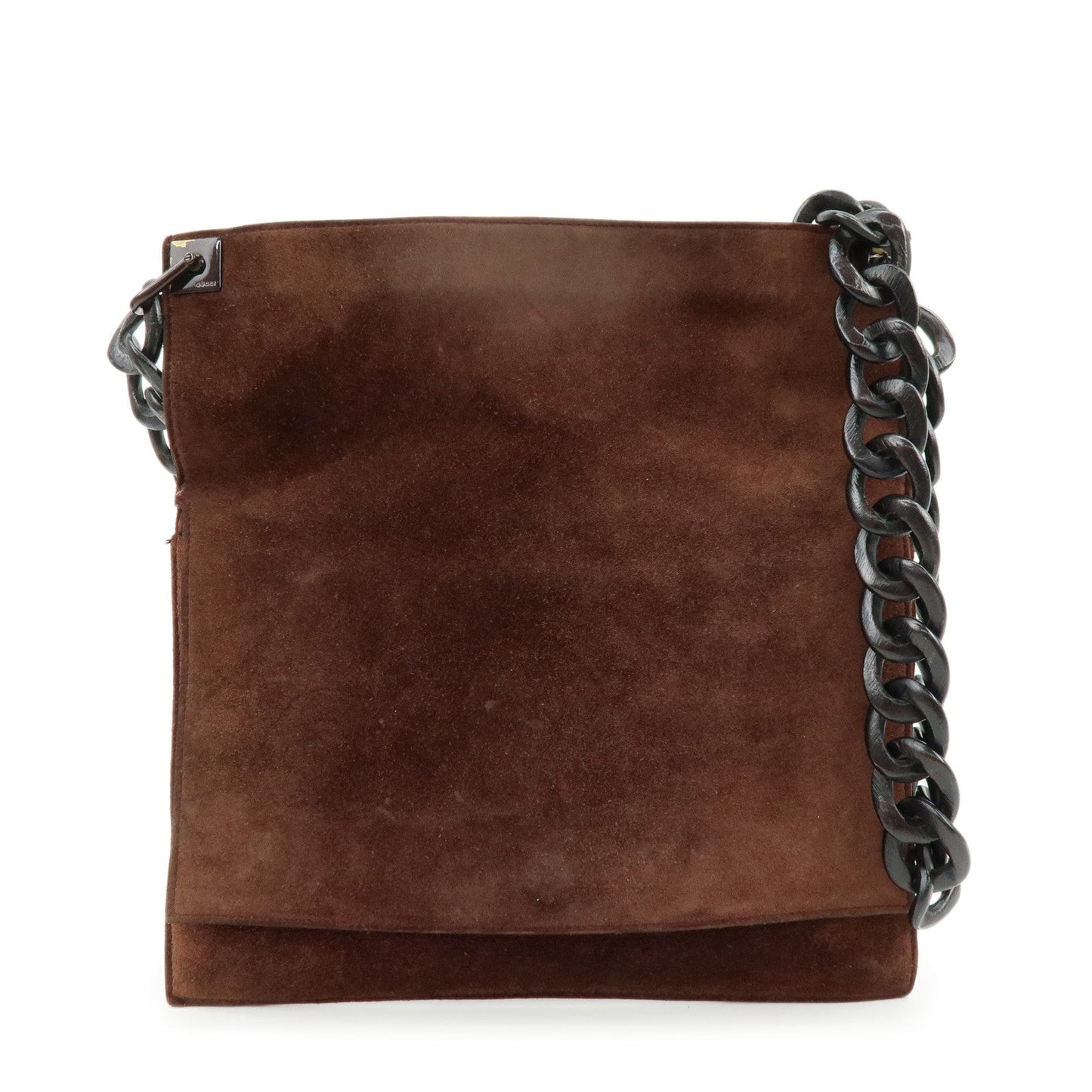 GUCCI Suede Wood Shoulder Bag Crossbody Bag Brown 002?1705