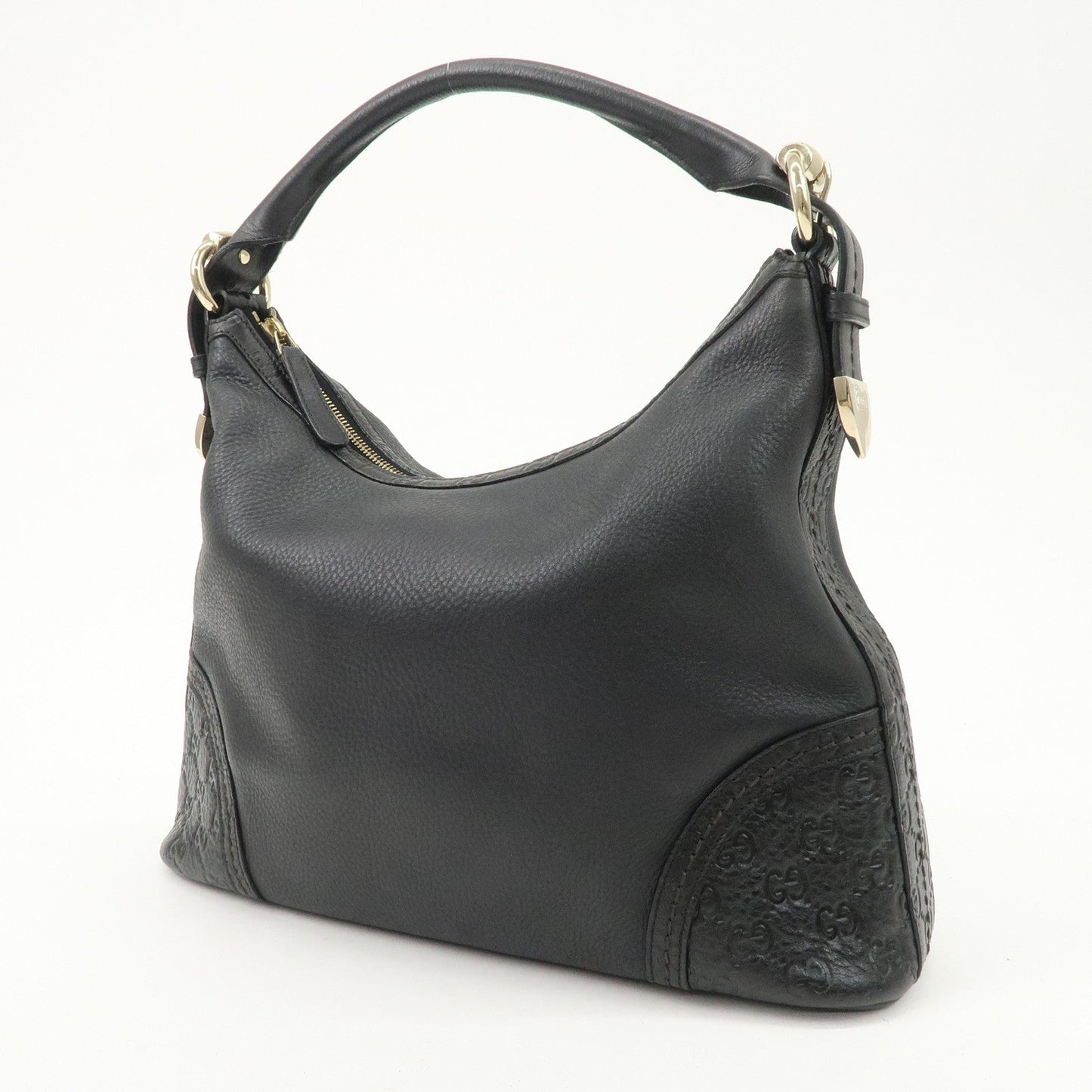 GUCCI Guccissima Leather Shoulder Bag Hand Bag Black 181515