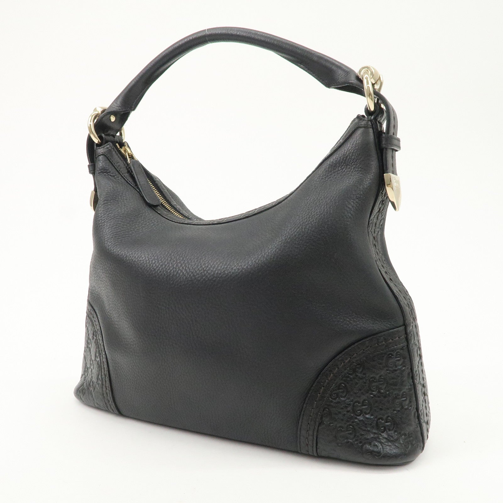 GUCCI Guccissima Leather Shoulder Bag Hand Bag Black 181515