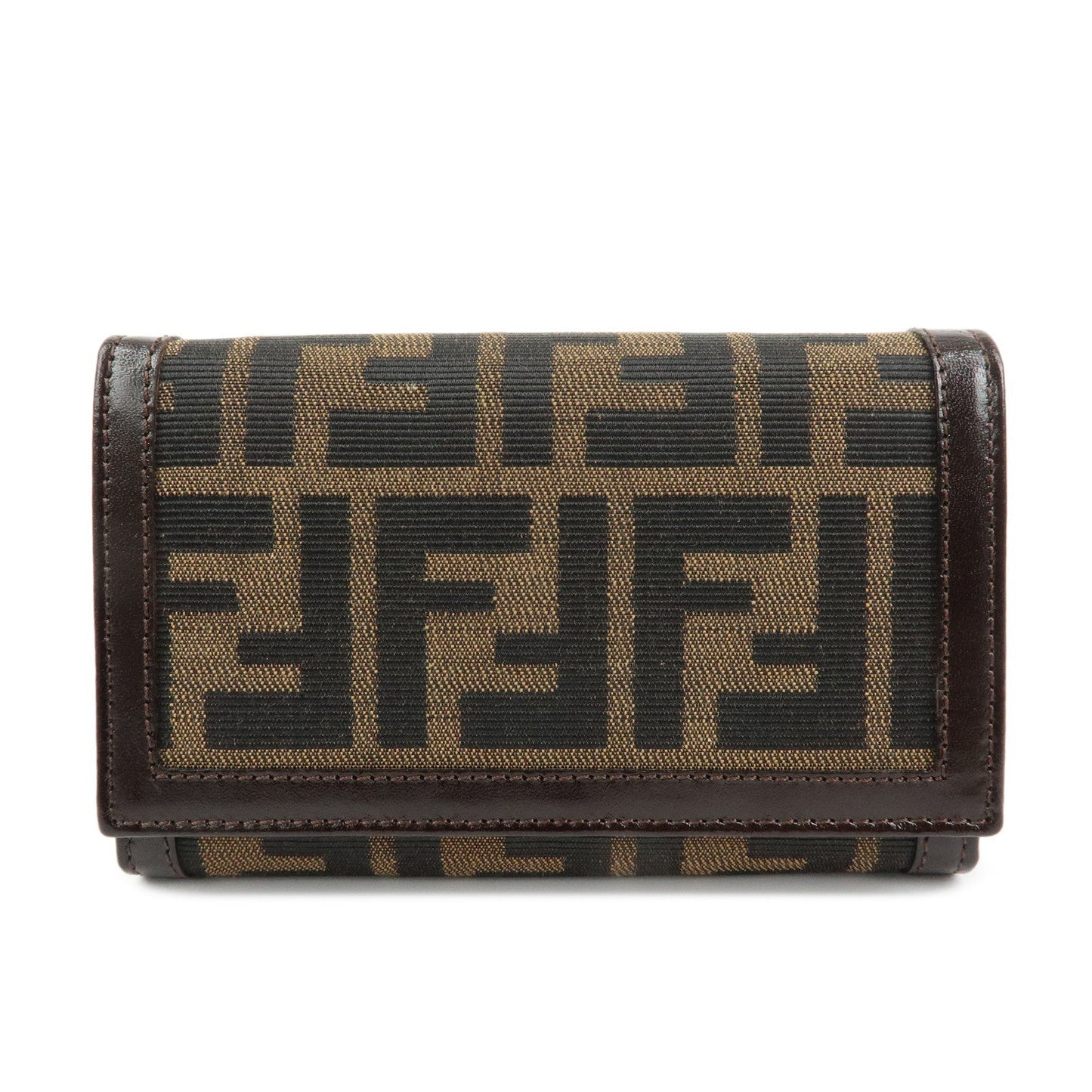 Zucca Tri-fold Wallet Leather Canvas Black Handbag
