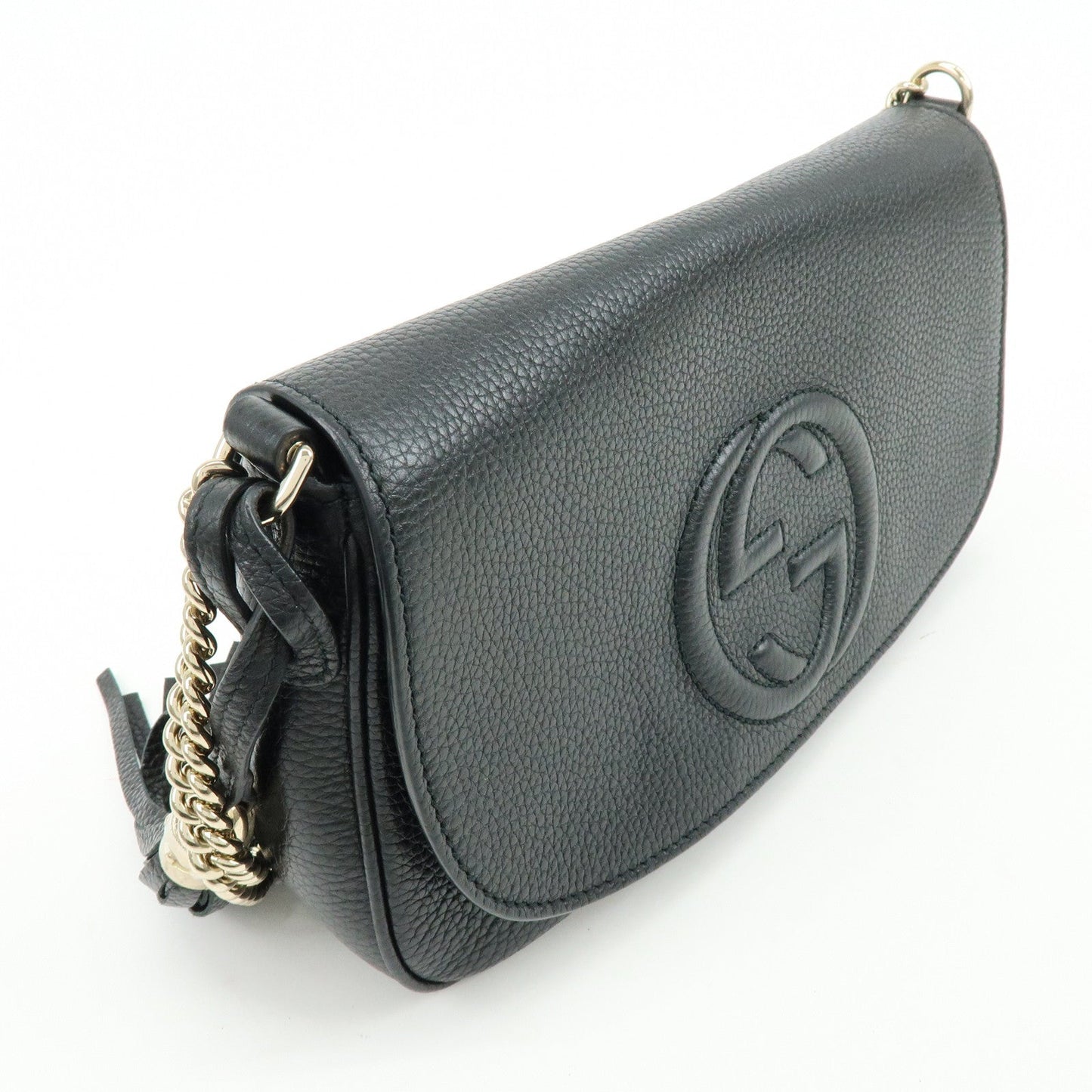 GUCCI SOHO Calf Leather Chain Shoulder Crossbody Bag Black 536224