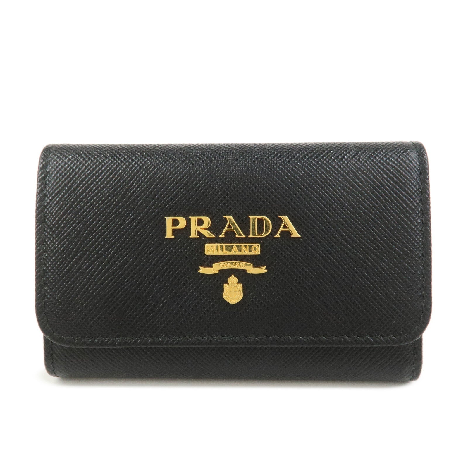 Key 4 Ring Key Case Leather Saffiano Black Jewelry
