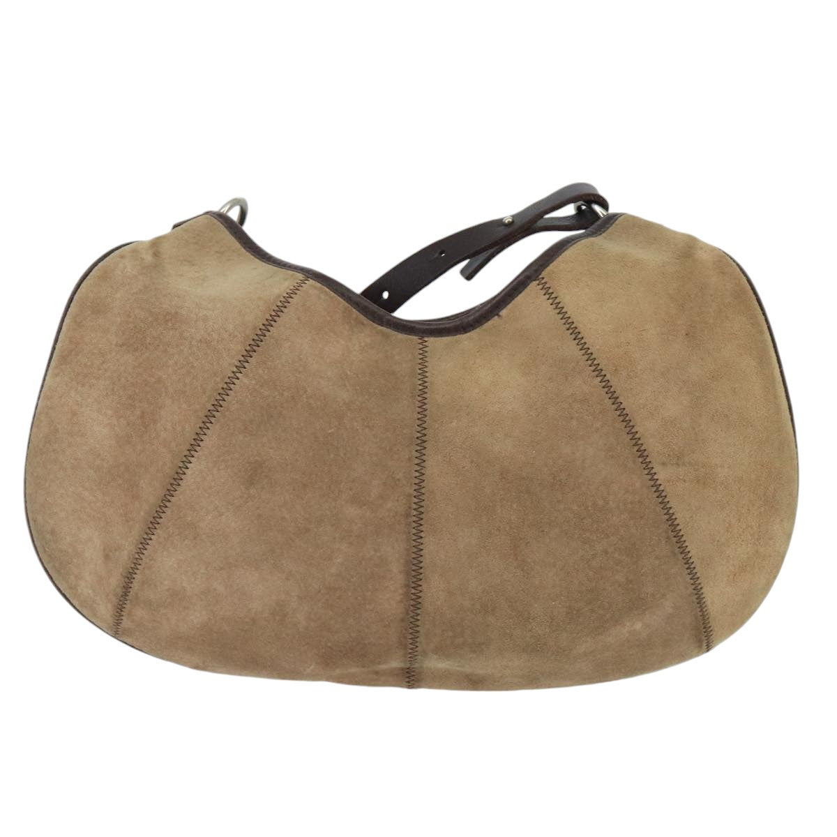 Burberry Label Shoulder Bag Suede Beige Blue