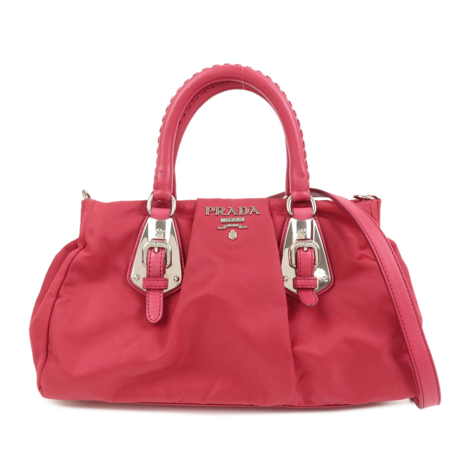 Shoulder Bag 2Way Bag Hand Bag Leather Nylon Pink