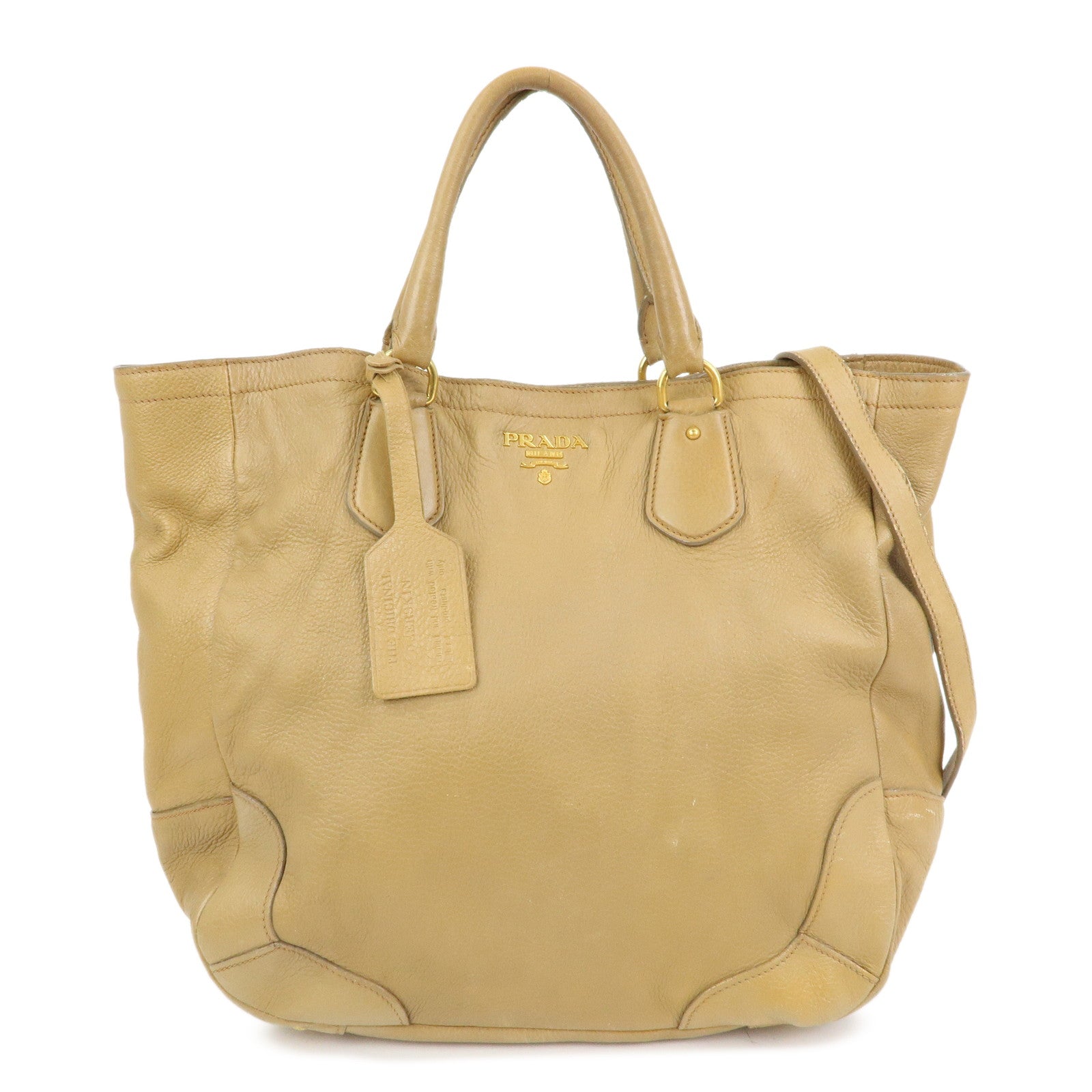 Shoulder Bag Calf 2Way Bag Hand Bag Leather Calf Leather Beige