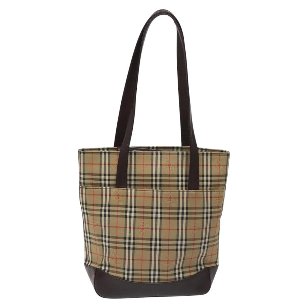 Burberry Nova Check Tote Bag Canvas Beige Tote Bag 136