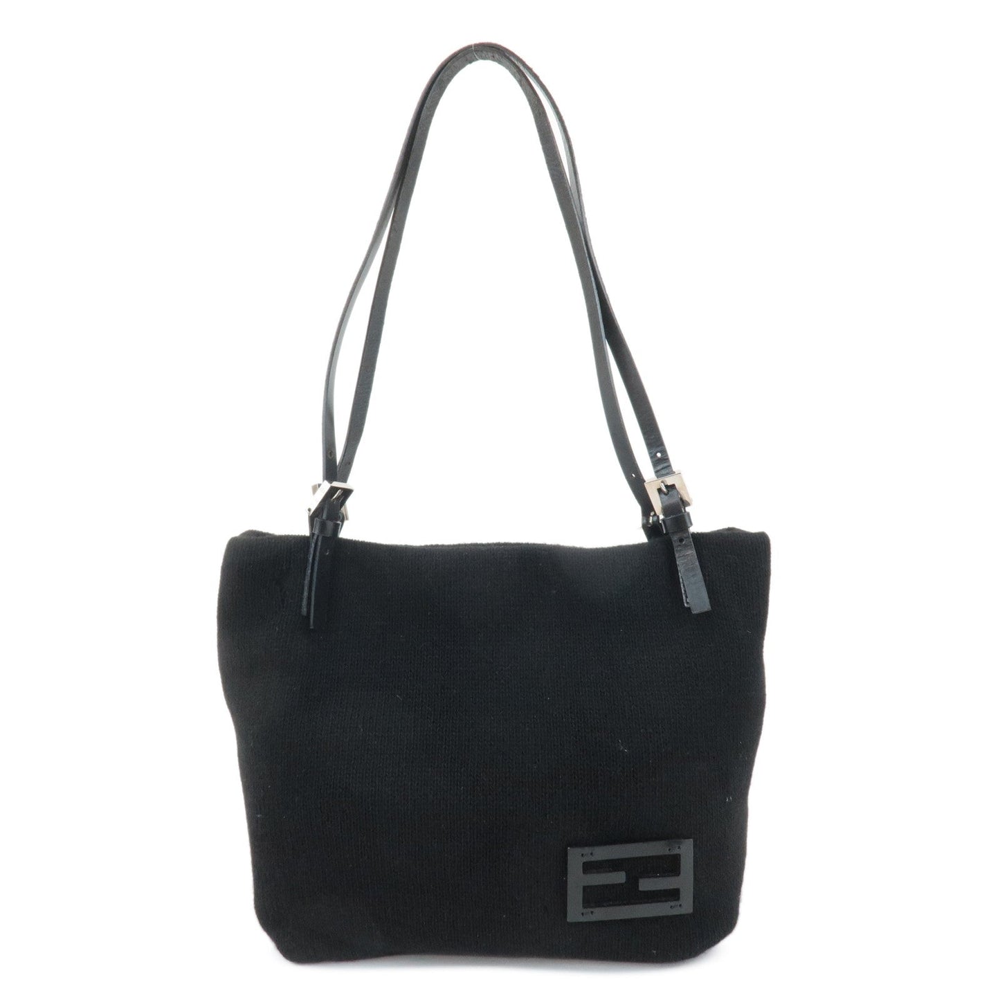 Fendi Tote Bag Wool Shoulder Bag d Leather Black