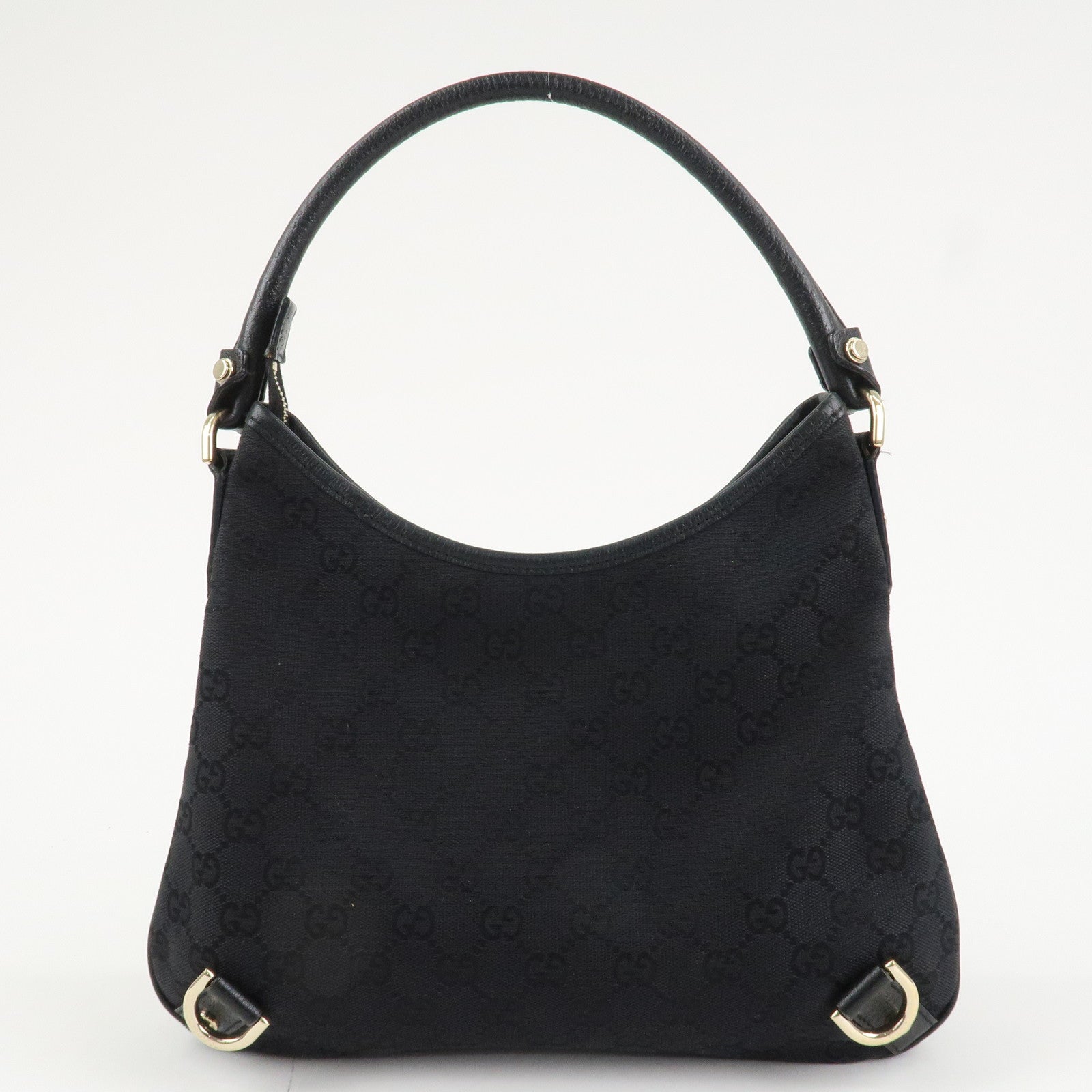 GUCCI Abbey GG Canvas Leather Shoulder Bag Black 130738