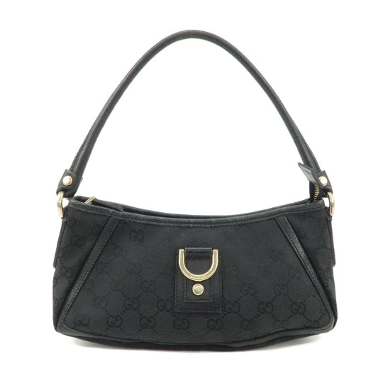 GUCCI Abbey GG Canvas Leather One Shoulder Bag Black Gold Hardware 130939