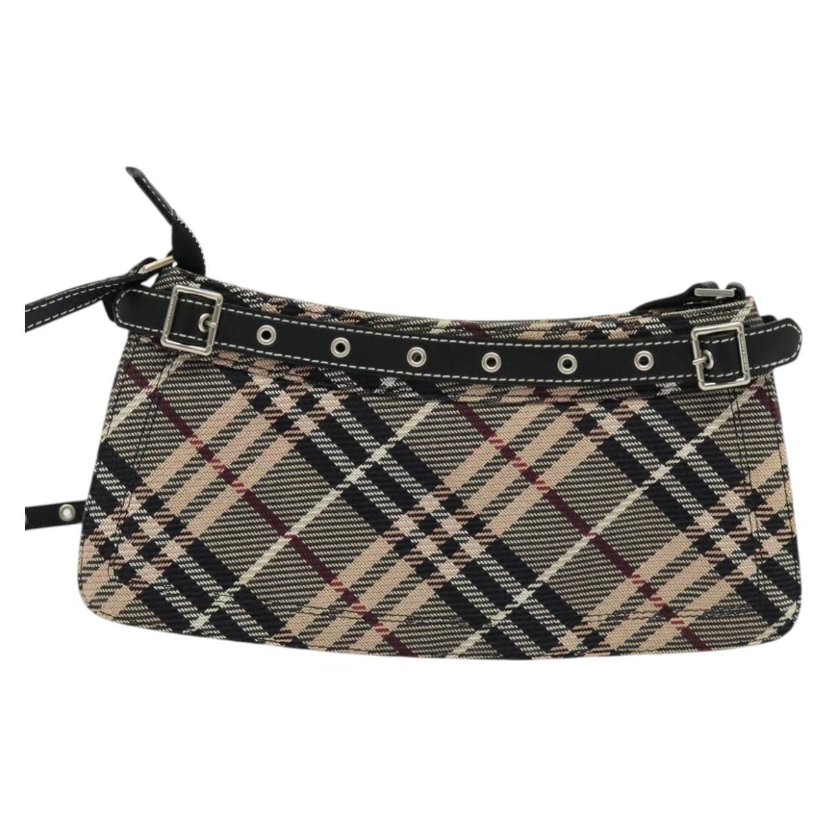 Burberry Label Multicolour Shoulder Bag Canvas Blue