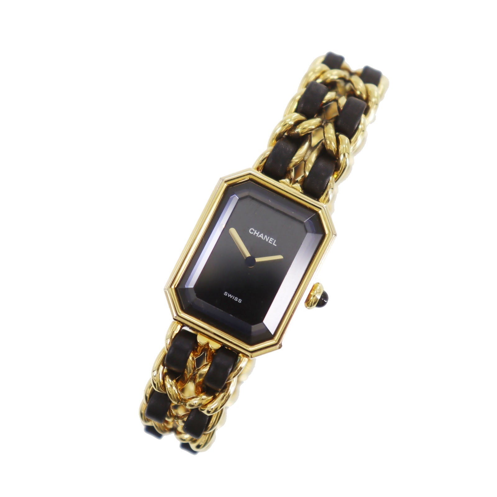 CHANEL Premiere Discontinued Wristwatches M Gold Black Quartz Swiss #CO496 S