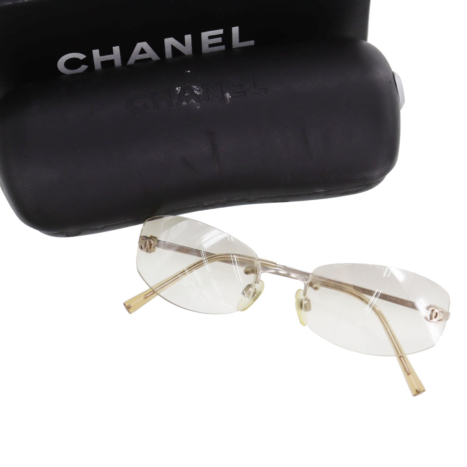 CHANEL  CC Logos Sunglasses Gray Clear Eye Wear c194/61 54??19 #CY850