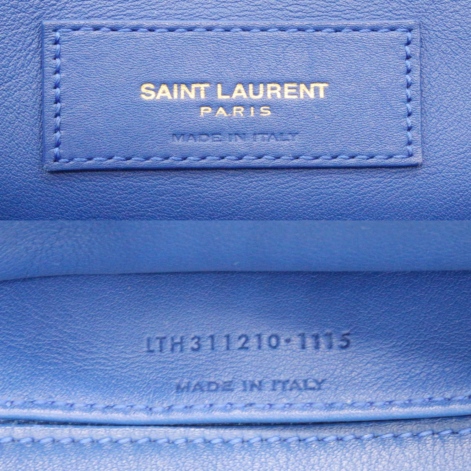 YSL Saint Laurent Yves Cabas Calfskin Tote Shoulder Bag Leather Blue Small