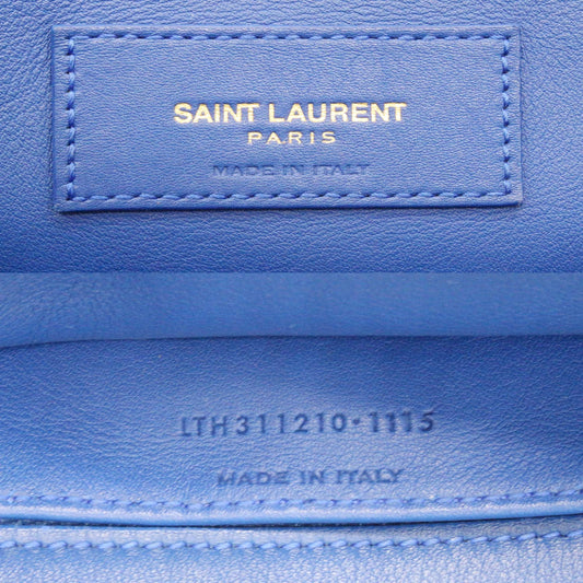YSL Saint Laurent Yves Cabas Calfskin Tote Shoulder Bag Leather Blue Small