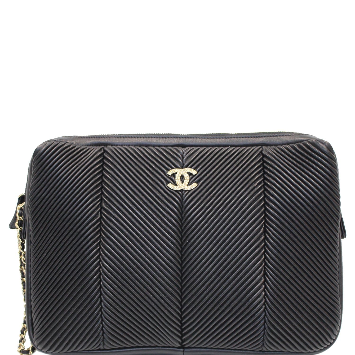 Chanel CC Zip Wristlet - 20 Leather Lambskin Black Travel Bag