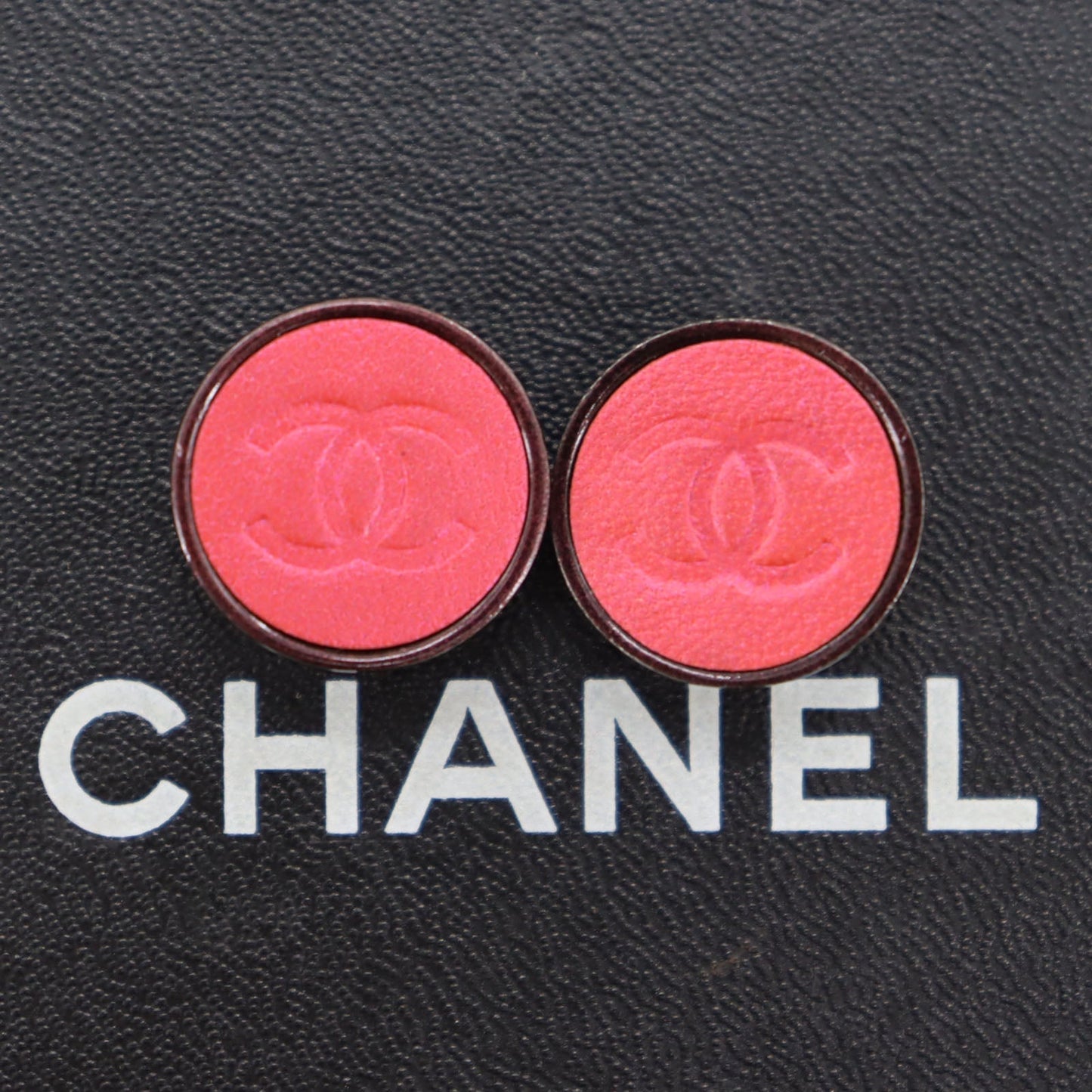 CHANEL CC Logos Circle Earrings Pink Clip-On 00A #AG643