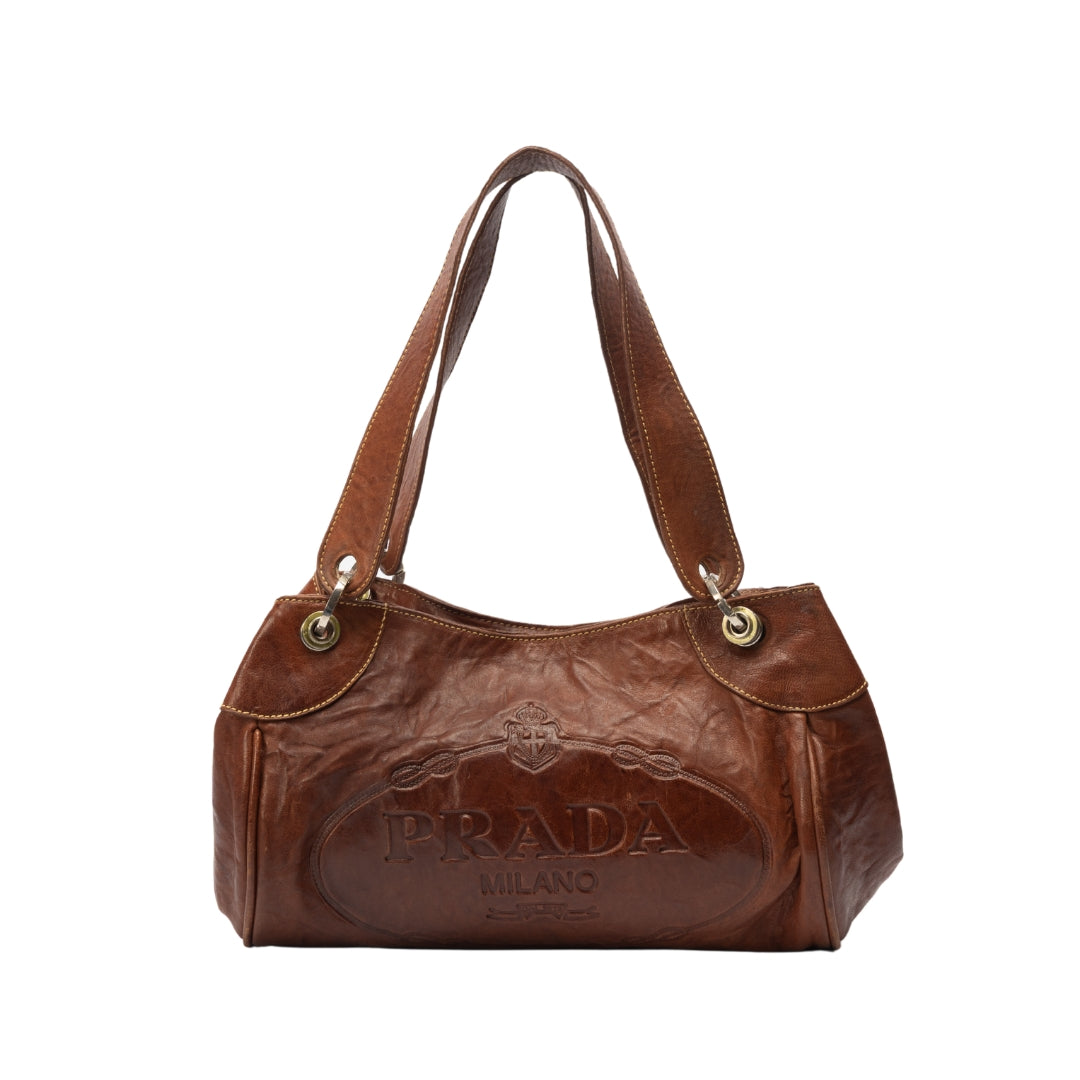 Prada Shoulder Bag Leather Brown Leather Shoulder Bag
