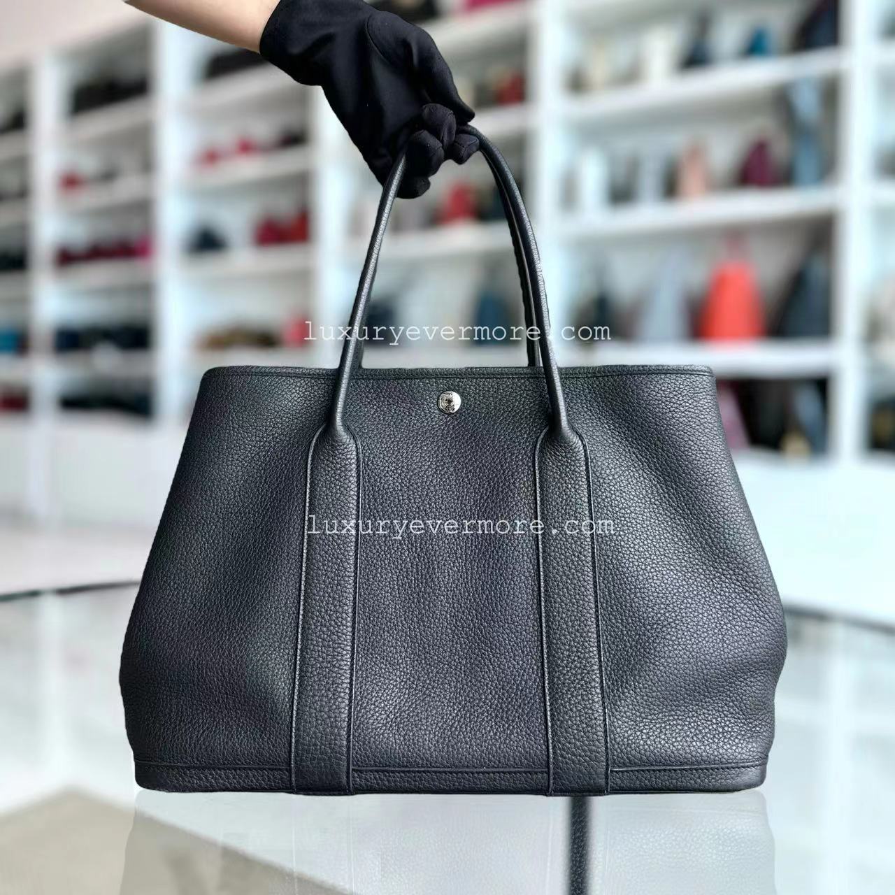 Hermes Garden Party Negonda Noir Hardware Handbag Black Silver Travel Bag