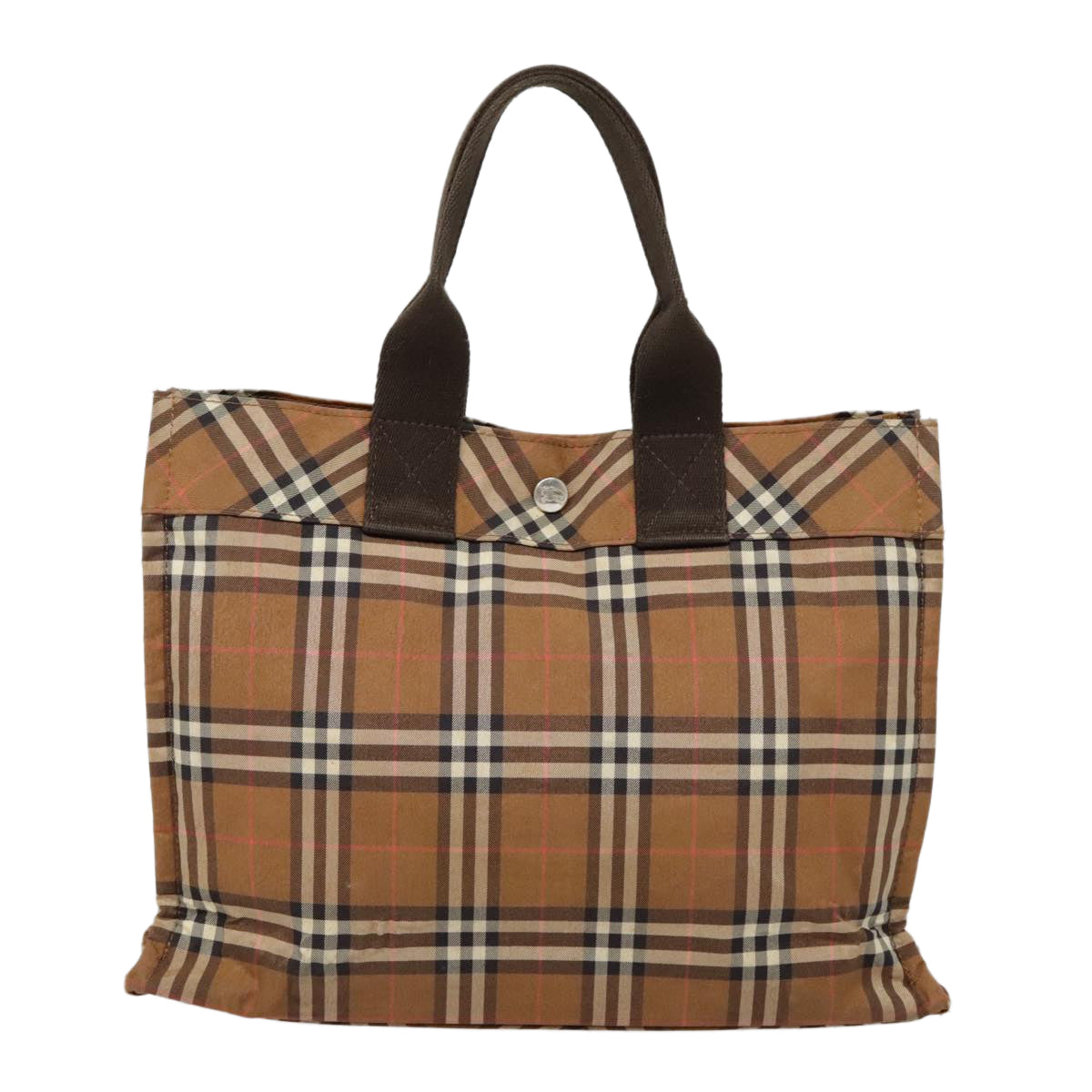 Burberry Label Synthetic Tote Bag Brown Blue