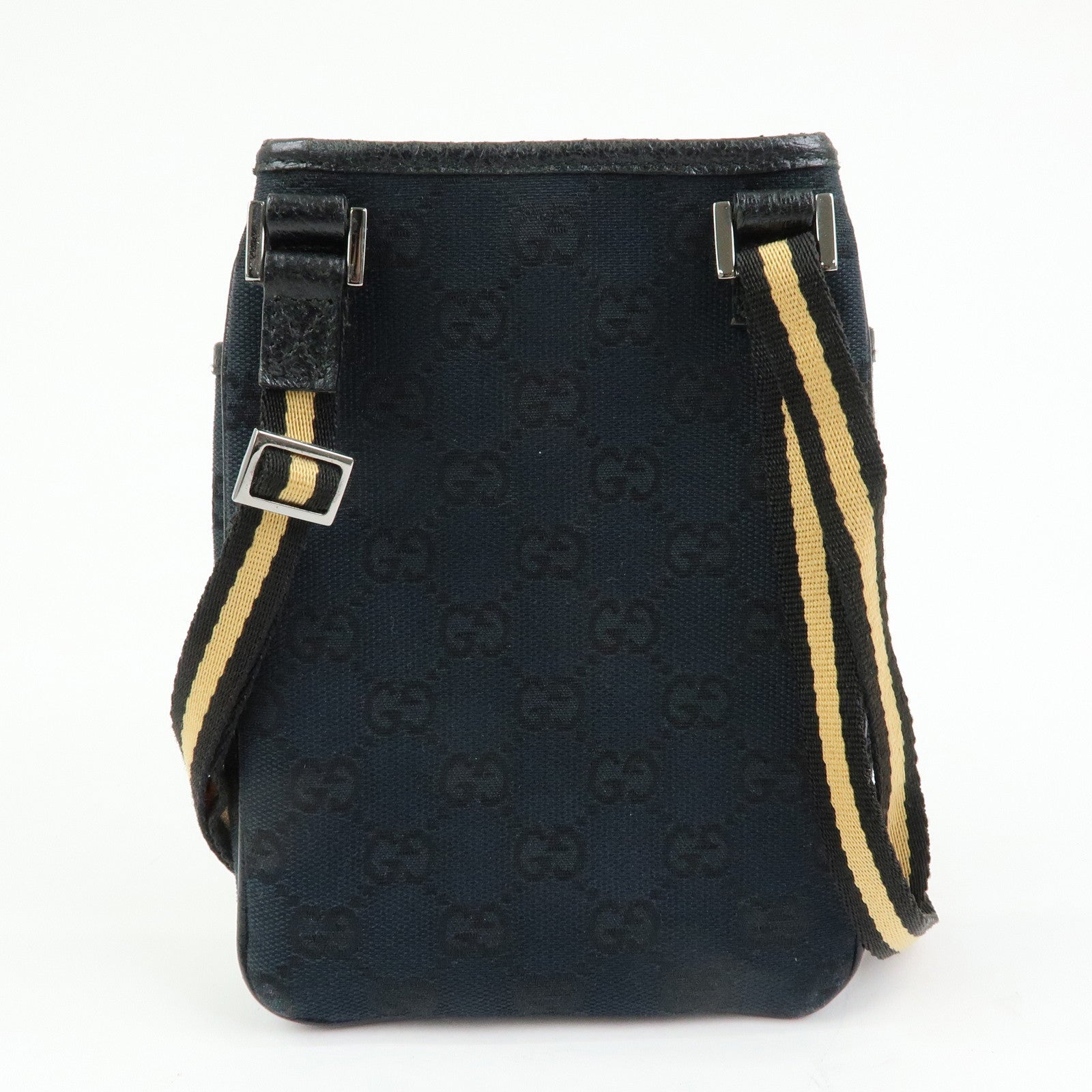 GUCCI Sherry GG Canvas Leather Small Shoulder Bag Black 141863