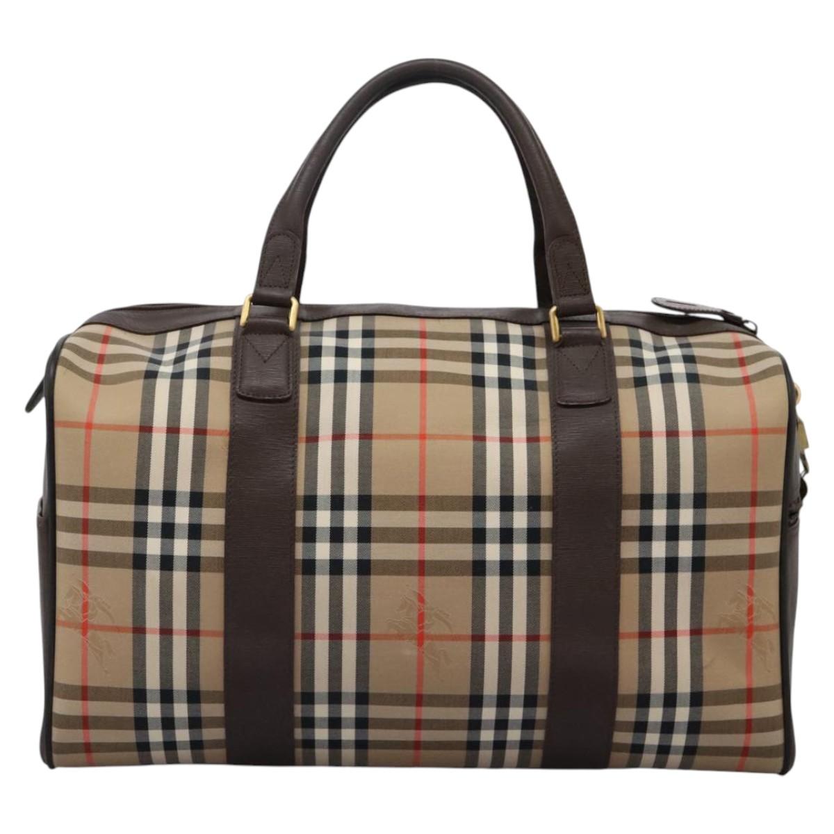 Burberry Haymarket Travel Bag Canvas Beige