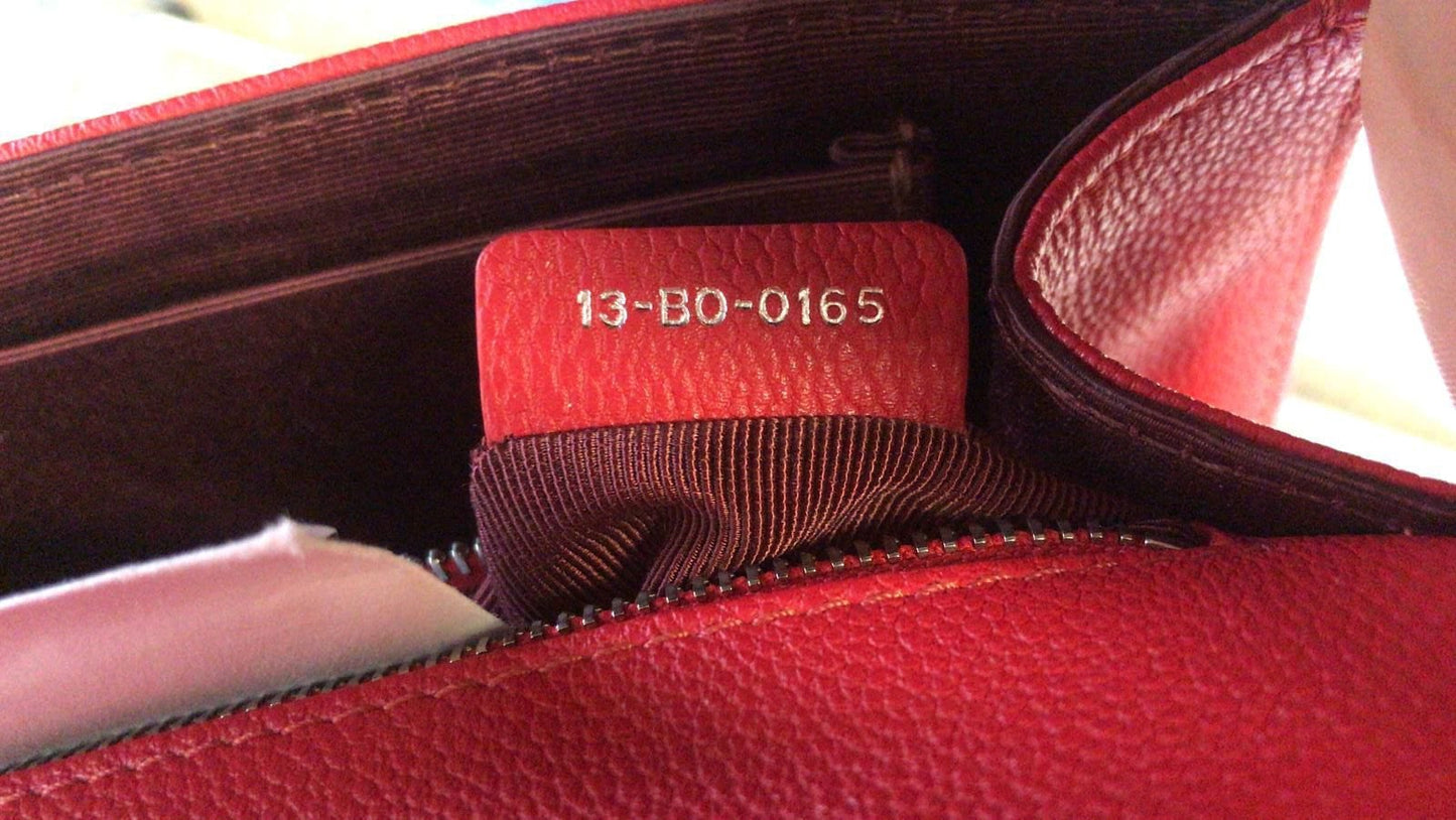 Dior ama Grained Shoulder Bag Leather Red Small