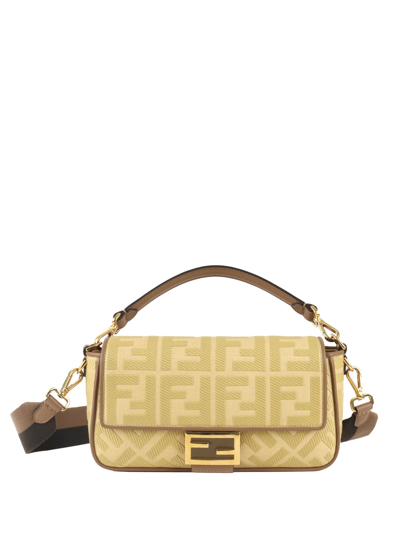 Fendi Handbag Rafia Baguette Bag Vitello Woven Shoulder Bag