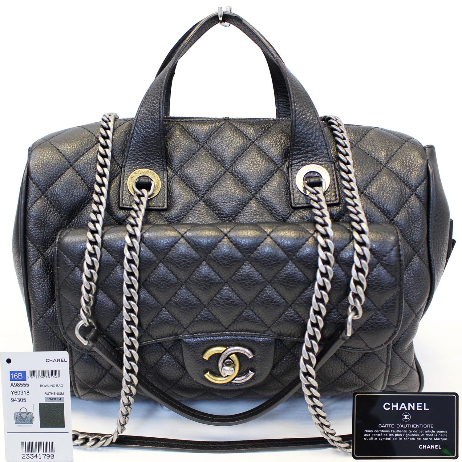 Chanel r Bowling Leather Calfskin Travel Bag