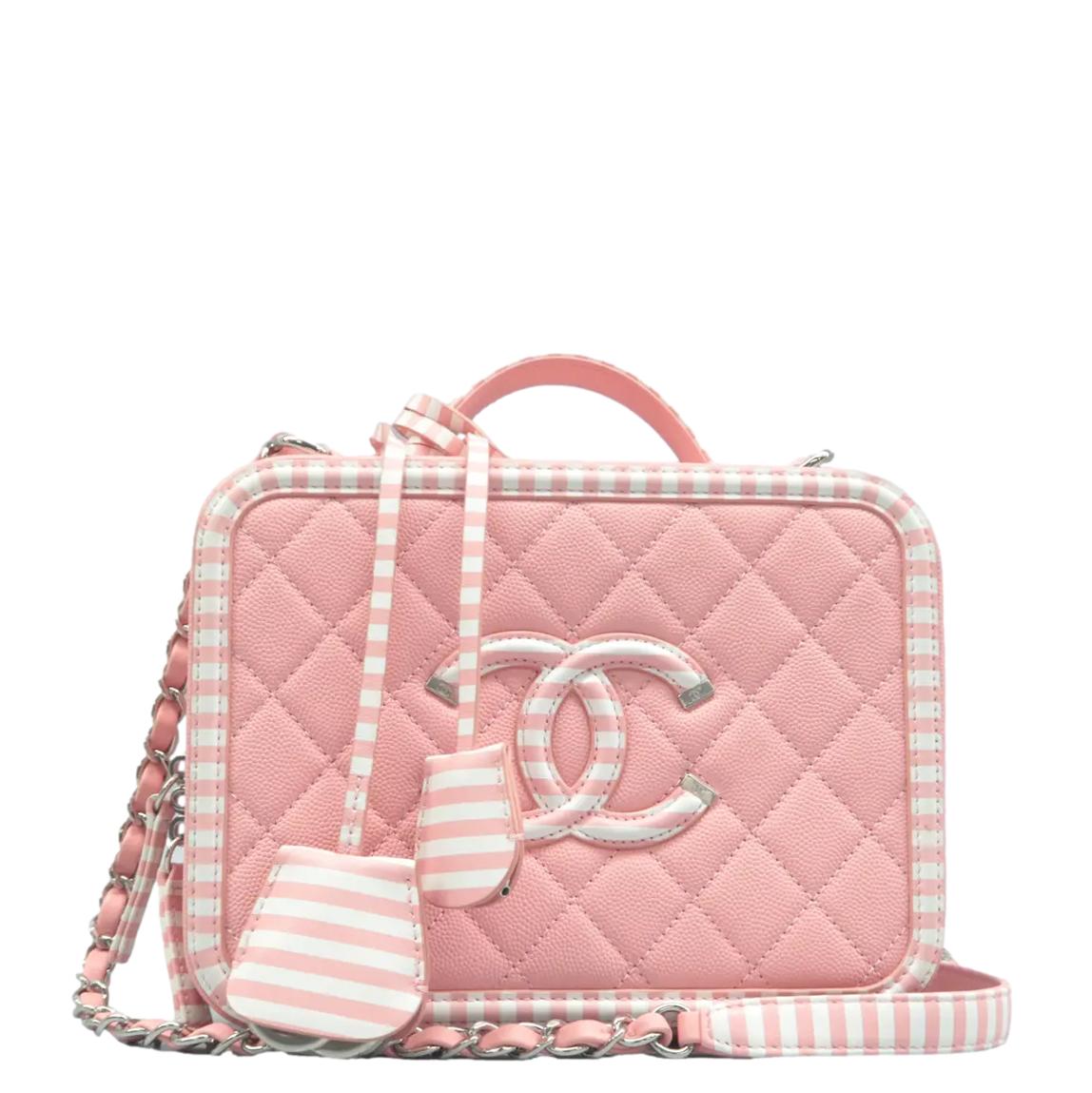 Chanel Vanity Filigree CC Caviar Quilted Pink Travel Bag