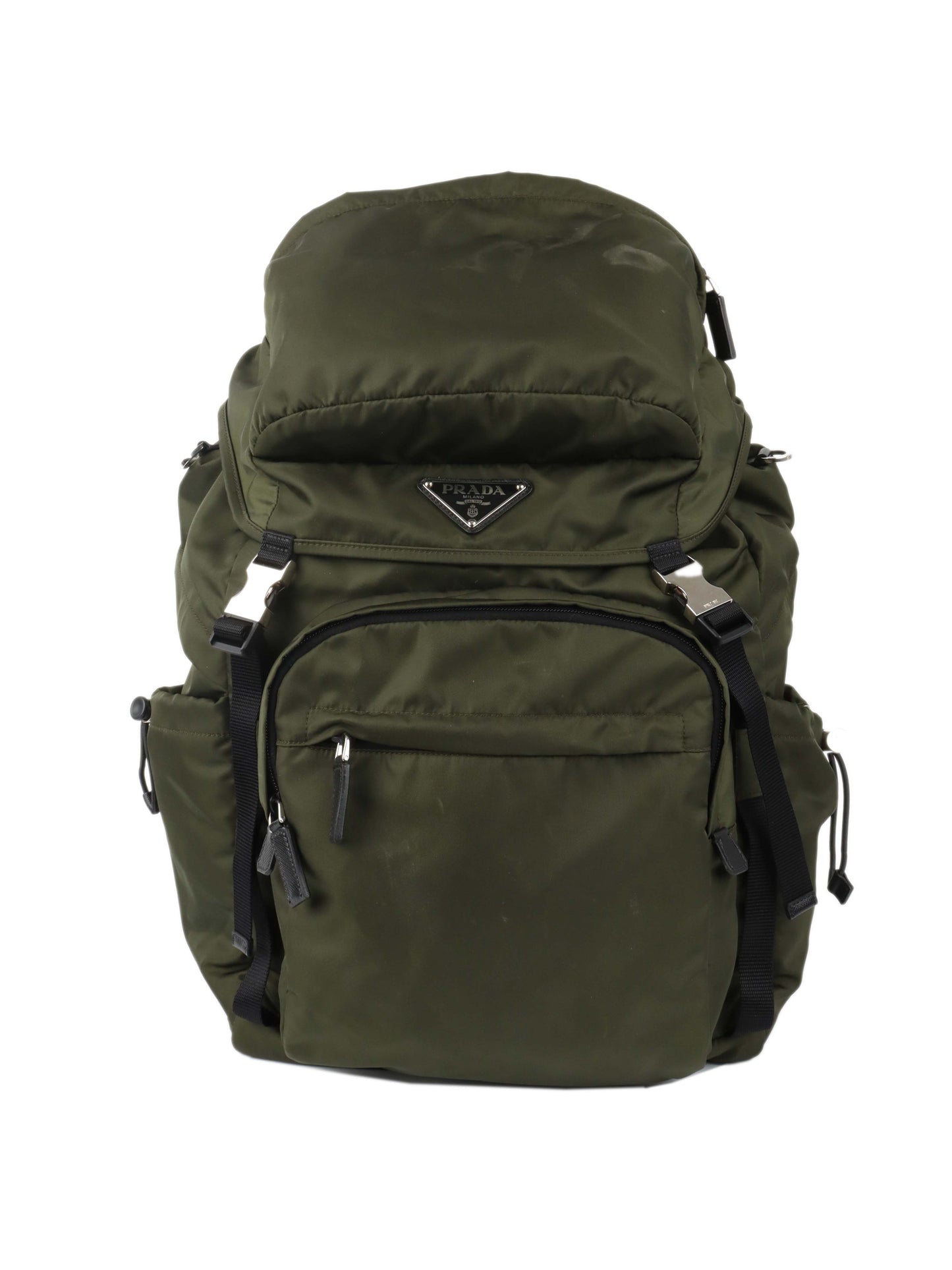 Prada Backpack Buckled Nylon Green