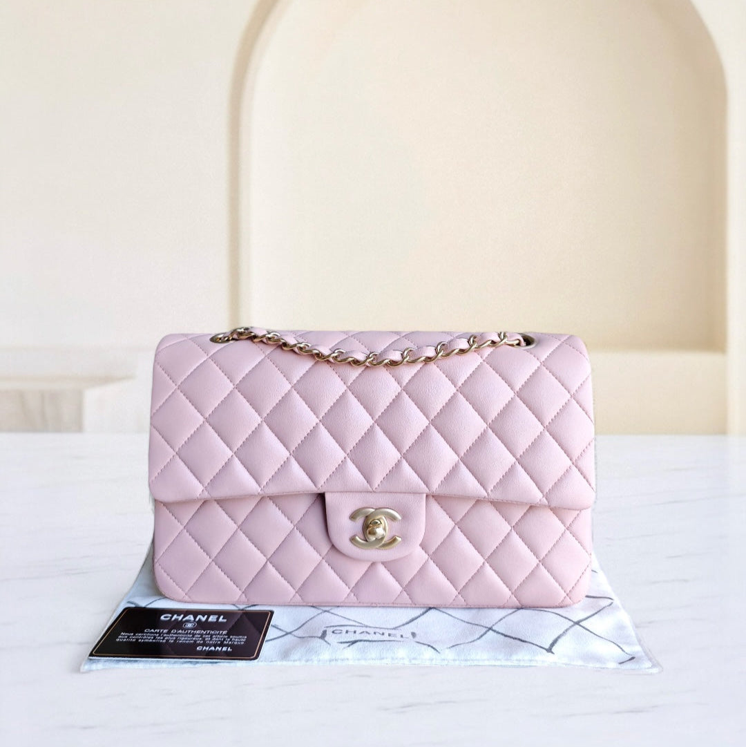 Chanel Classic Flap Medium - 25CM Quilted Lambskin Light Sakura Pink Gold Hardware Series 20