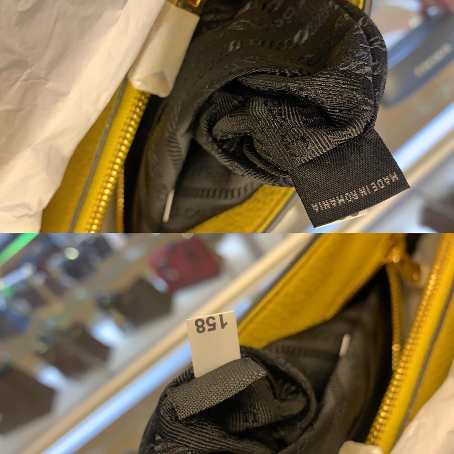 Prada Phenix Tote Bag Off Leather Vitello Yellow Shoulder Bag