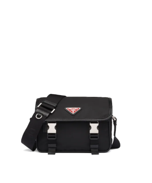 Prada Cross Body Bag Buckles Nylon Black Crossbody Bag