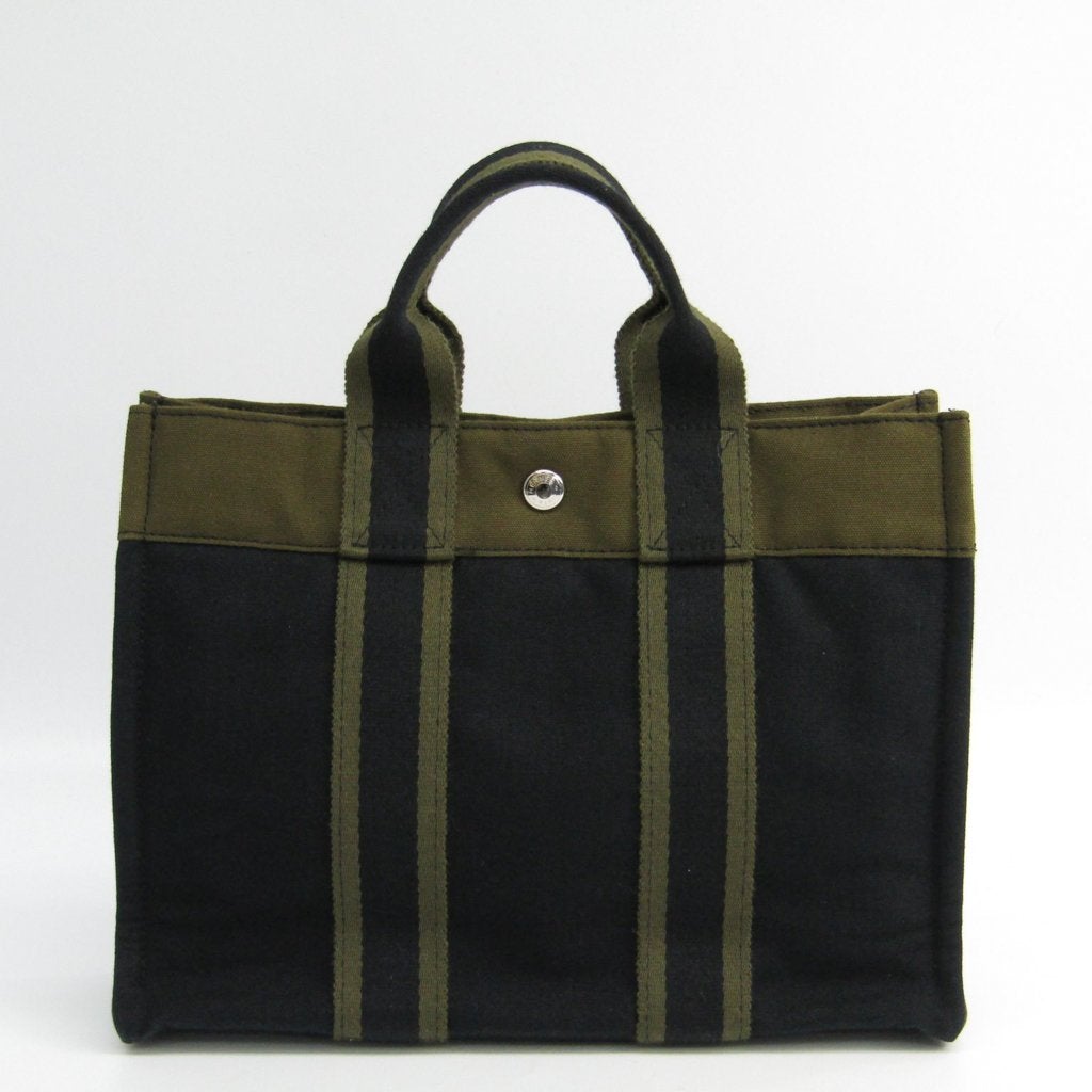 Hermes Luxury Khaki Fourre Tout Pm Tote ( Canvas Black Tote Bag