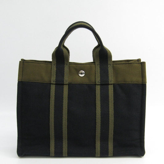 Hermes Luxury Khaki Fourre Tout Pm Tote ( Canvas Black Tote Bag