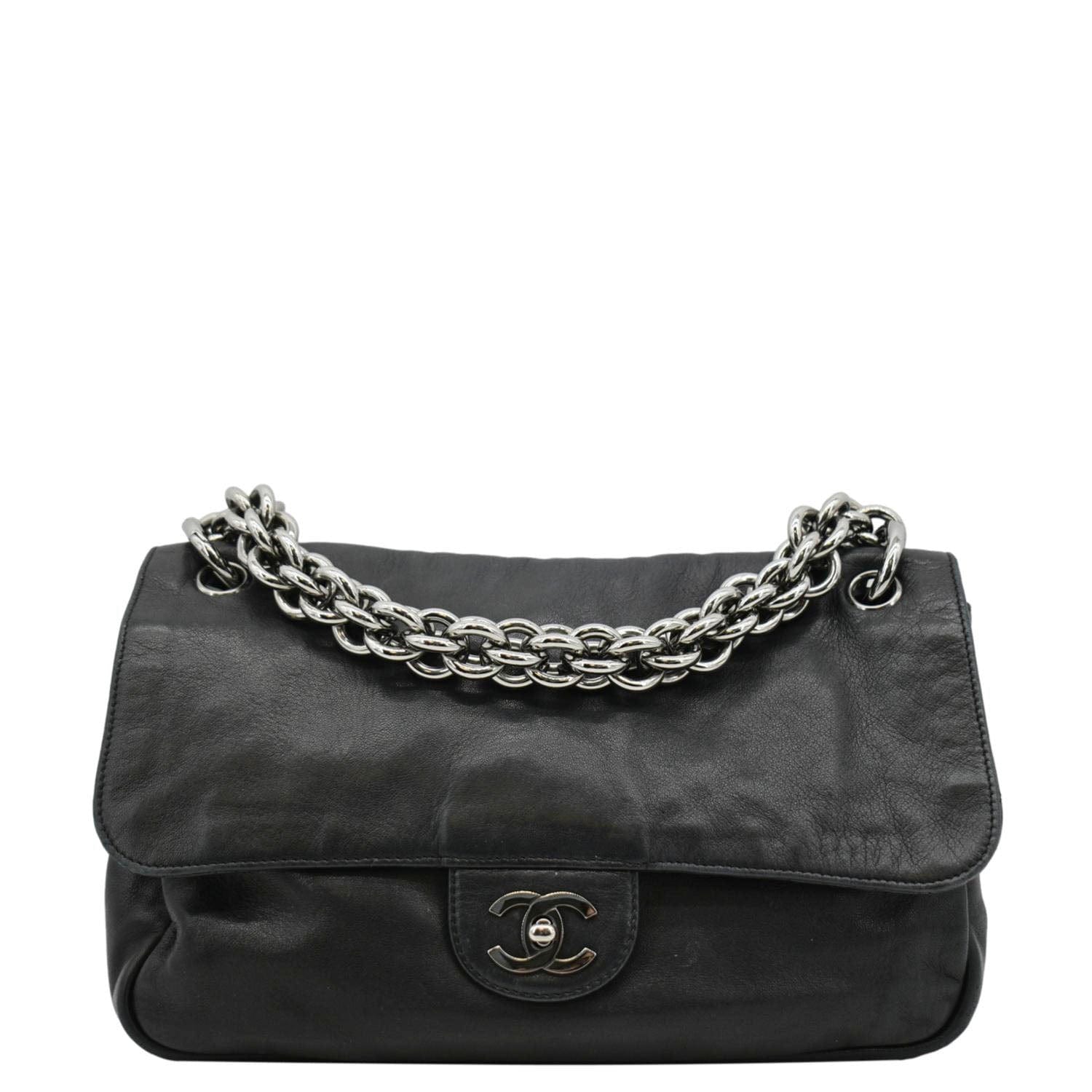 Chanel Soft and Chain Flap Leather Shoulder Bag Black