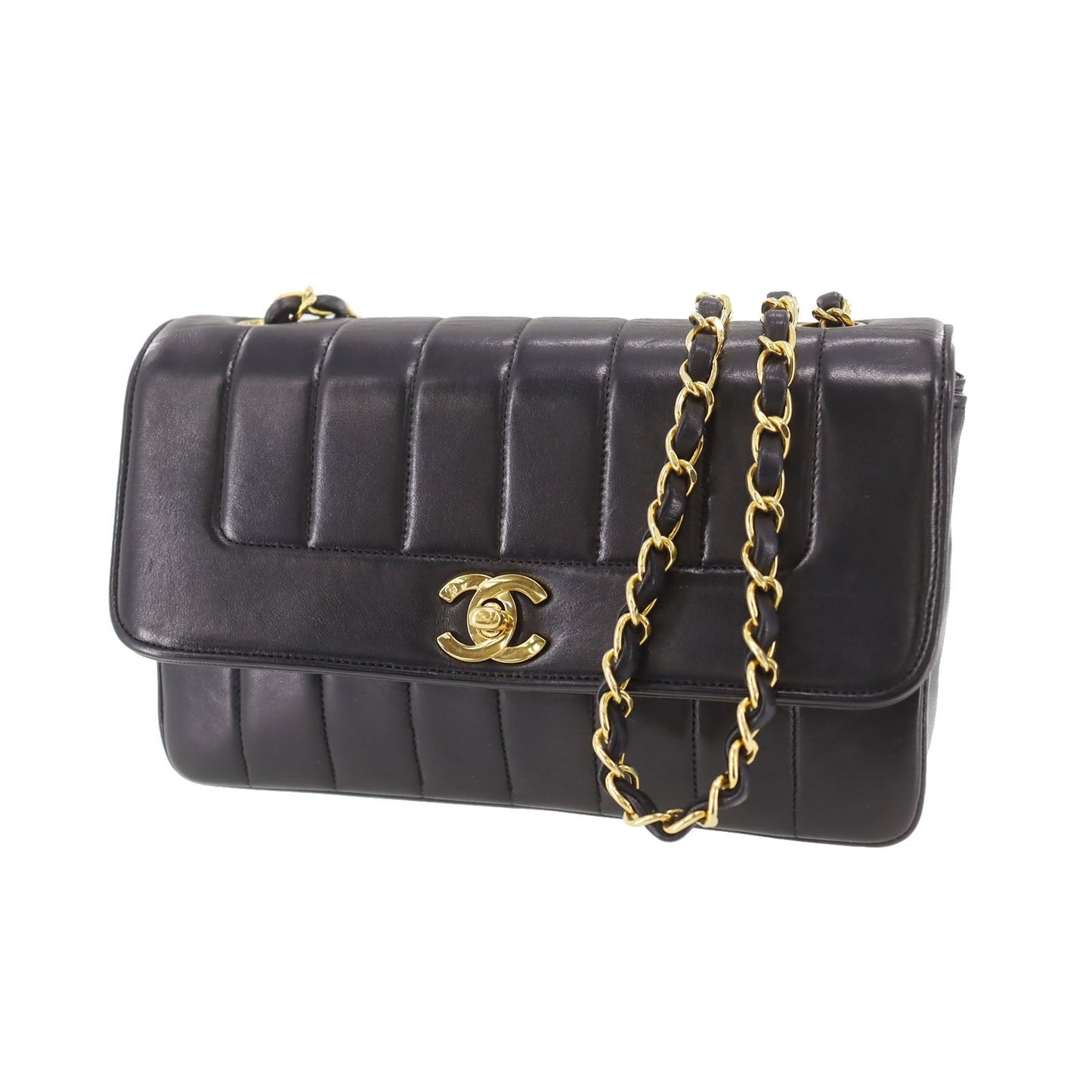 CHANEL Mademoiselle  Shoulder Bag Black Leather   #CX535