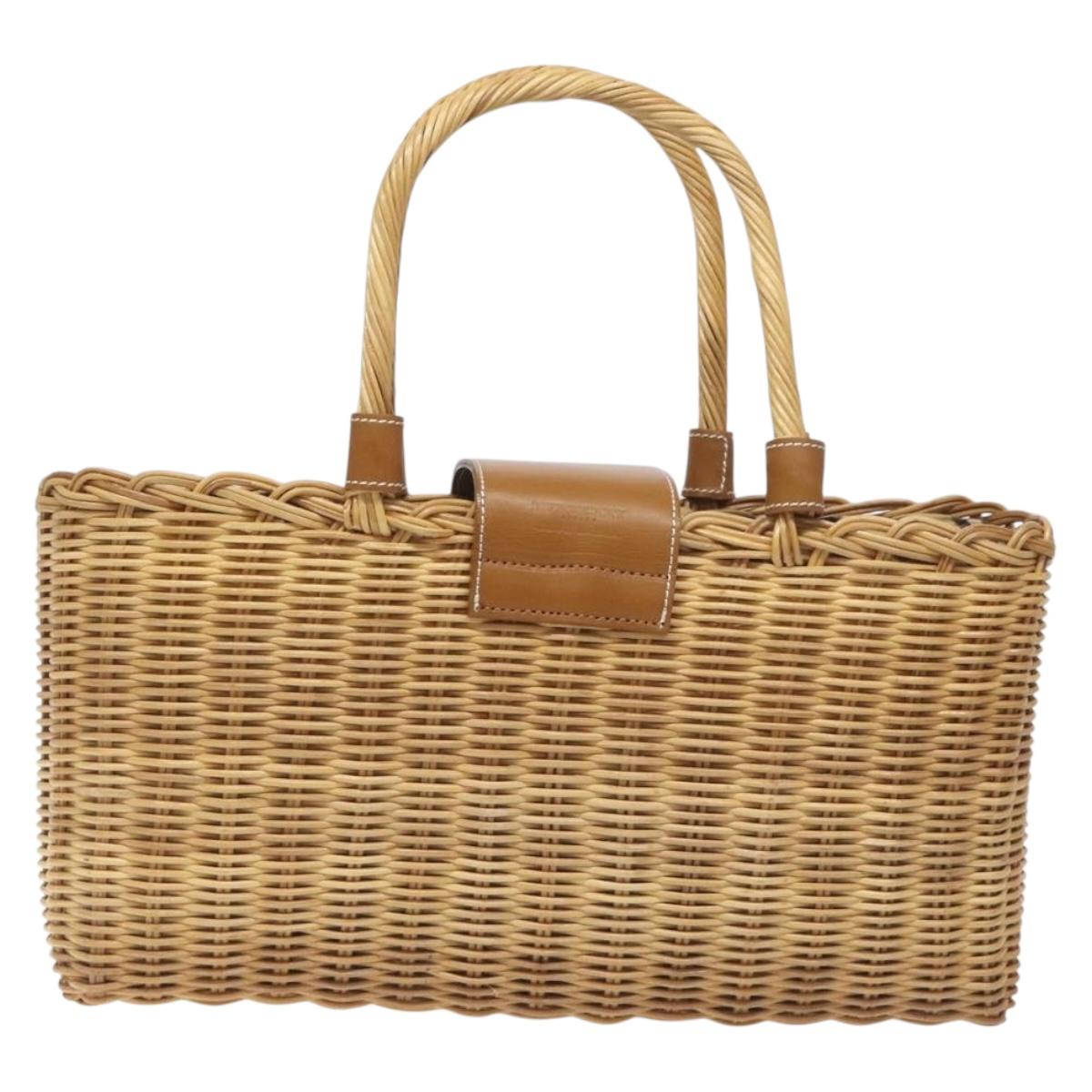 Burberry Tote Bag Wicker Brown Beige