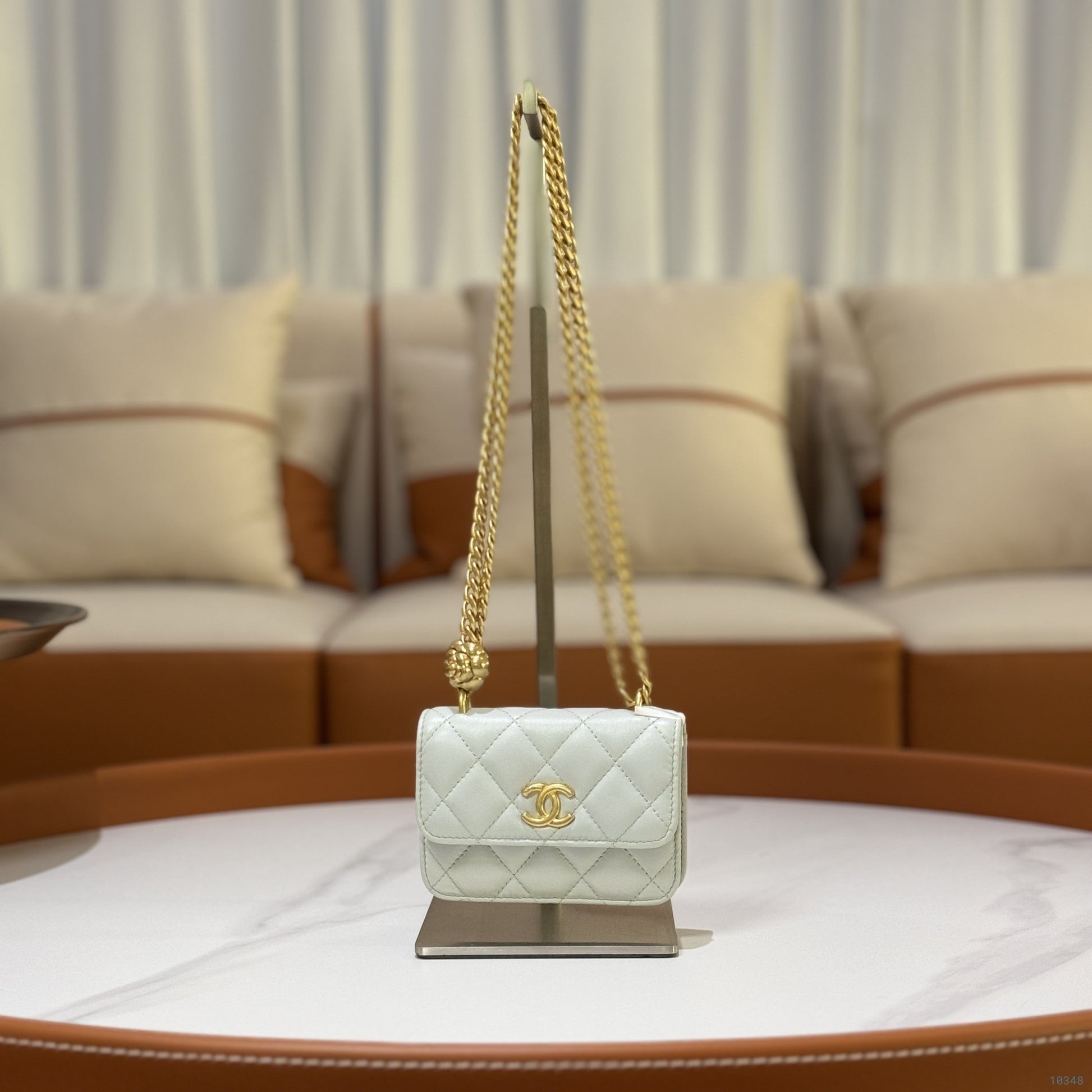 CHANEL WALLET ON CHAIN LAMBSKIN LIGHT BLUE (MICROCHIP)