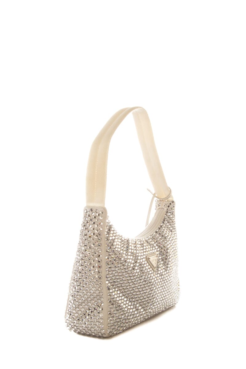 Prada Crystal Re Edition Handbag White Mini Travel Bag