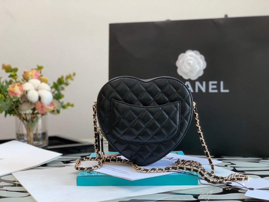 Chlmini Heart Bag For Women Black Travel Bag