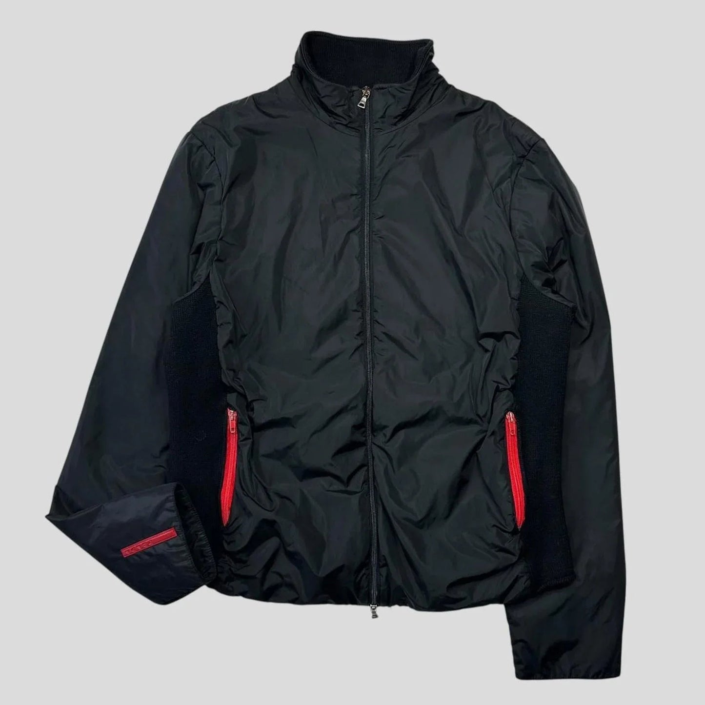 Prada Handbag Sport 00’s Panelled Knit Jacket - M Nylon Red Zip