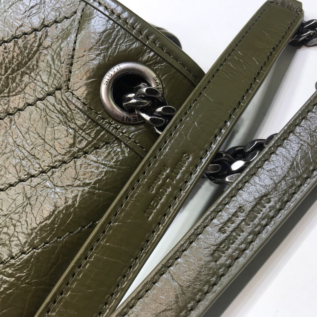 YSL Saint Laurent Niki Shoulder Bag Monogram Chain Green For Women