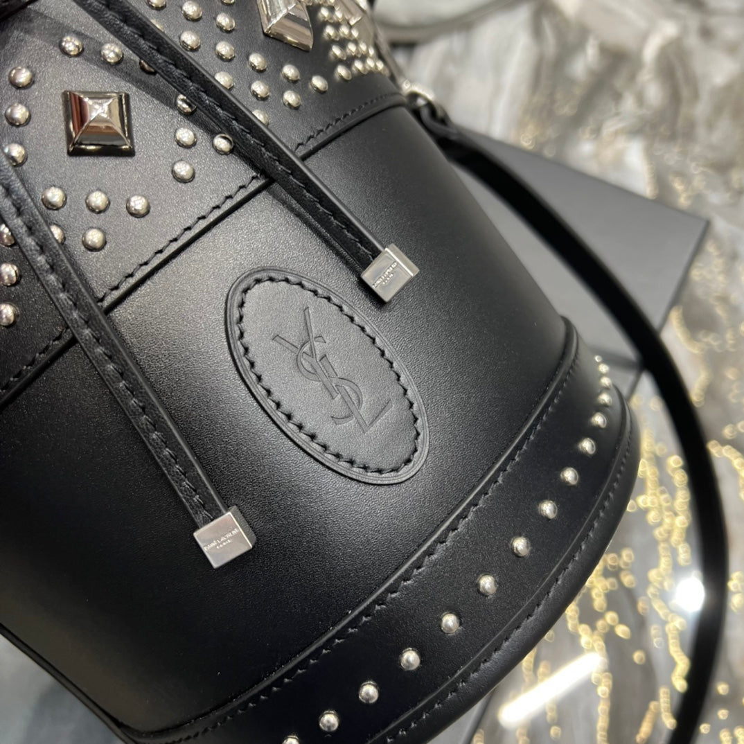 YSL Saint Laurent Bahia 10in 25cm Black Small Bucket Bag