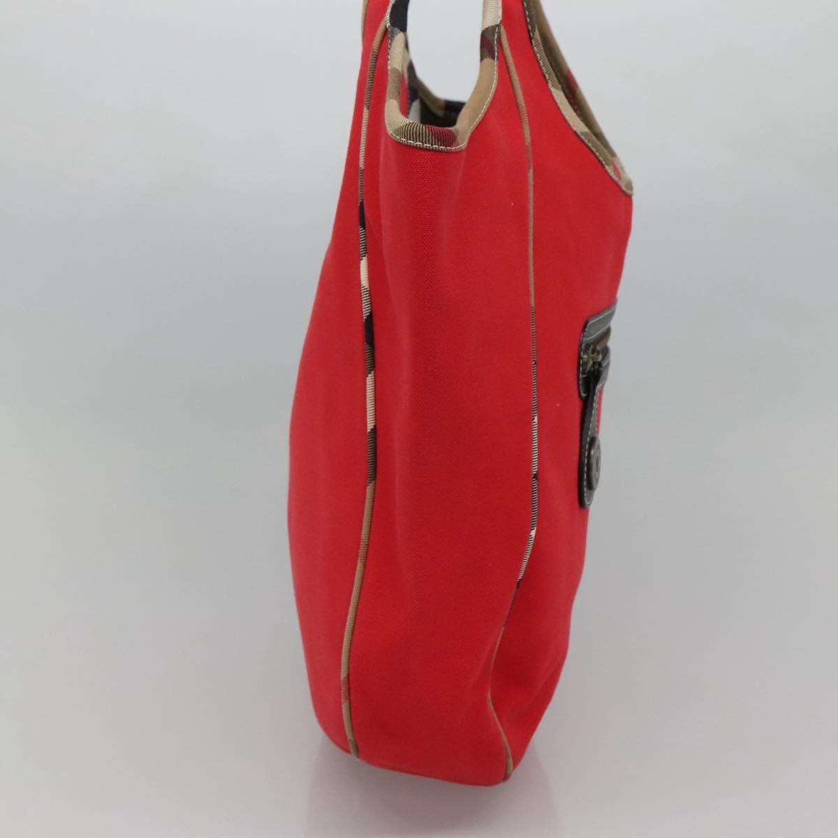 Burberry Nova Check Tote Bag Canvas Red Canvas Tote Bag